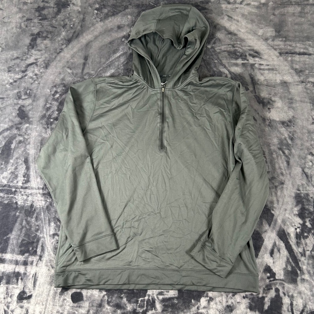 Nike Quarter Zip Hoodie Mens XL Green Dri-FIT Activewear Pullover